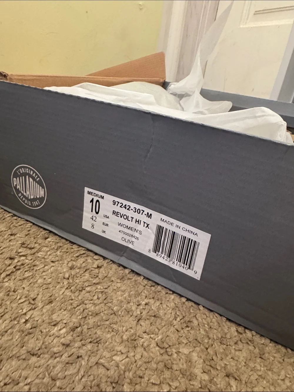 Palladium Tan Canvas High-Top Boot with Black Lug Sole